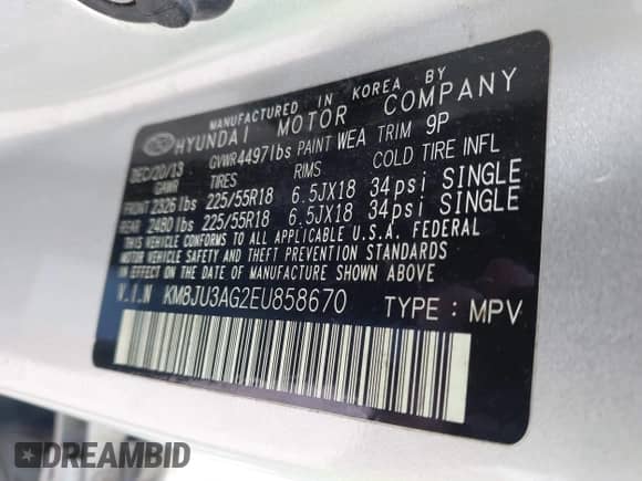 2014 Hyundai Tucson SE с VIN KM8JU3AG2EU858670, выставлен на аукционе IAAI как лот 42220731 с пробегом 191 452 миль миль и . История ставок и продаж доступна на DreamBid. Изображение 9.