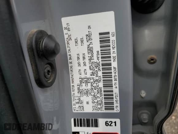 2020 Toyota Tacoma SR with VIN 3TMCZ5AN1LM289045, listed as a Copart auction lot 61625115 with 44,300 mi miles and Salvage title. Bid and sale history available at DreamBid. Image 12.