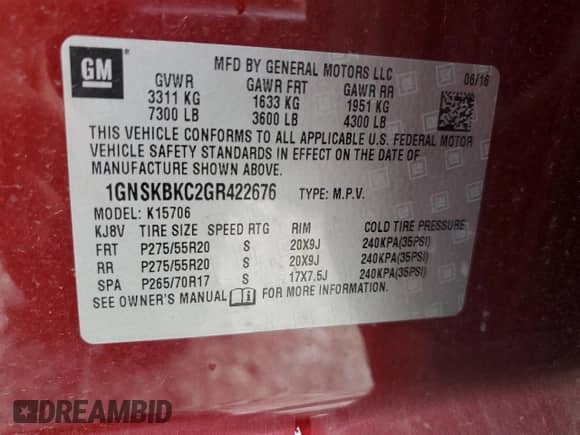 2016 Chevrolet Tahoe LT с VIN 1GNSKBKC2GR422676, выставлен на аукционе Copart как лот 63507395 с пробегом 195 001 миль миль и Списание • Salvage title. История ставок и продаж доступна на DreamBid. Изображение 14.