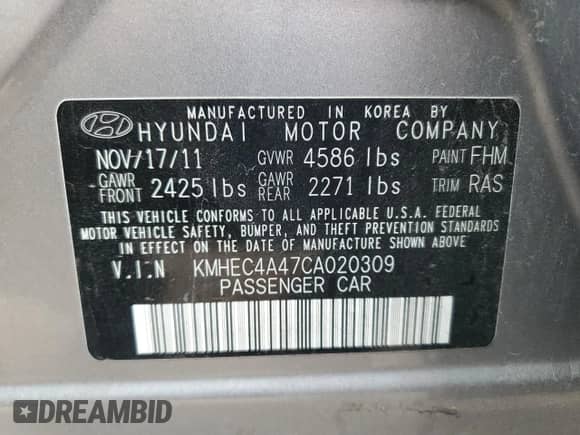 2012 Hyundai Sonata Hybrid с VIN KMHEC4A47CA020309, выставлен на аукционе Copart как лот 81761865 с пробегом 117 814 миль миль и Чистый • Clean title. История ставок и продаж доступна на DreamBid. Изображение 12.
