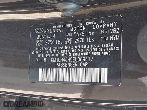 2014 Hyundai Equus Signature with VIN KMHGH4JH5EU089417, listed as a IAAI auction lot 42939834 with 86,073 mi miles and . Bid and sale history available at DreamBid. Image 9.
