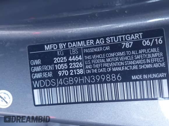 2017 Mercedes-Benz CLA 250 with VIN WDDSJ4GB9HN399886, listed as a IAAI auction lot 42777173 with 118,496 mi miles and . Bid and sale history available at DreamBid. Image 9.