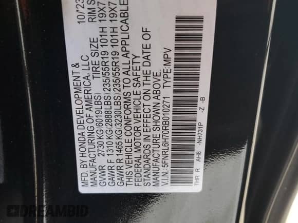 2024 Honda Odyssey Sport z VIN 5FNRL6H70RB010271, wystawiony jako Copart lot #70253375 z przebiegiem 17 717 mil mil oraz Nie do naprawy • Non repairable. Historia ofert i sprzedaży dostępna na DreamBid. Obrazek 12.