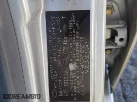 2002 Hyundai Accent GL с VIN KMHCG45C92U353198, выставлен на аукционе Copart как лот 68305654 с пробегом 130 594 миль миль и Чистый • Clean title. История ставок и продаж доступна на DreamBid. Изображение 12.