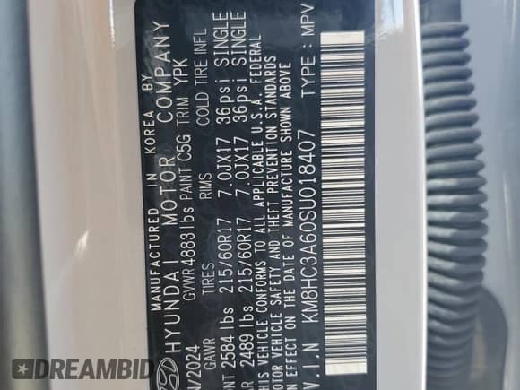 2025 Hyundai Kona SEL с VIN KM8HC3A60SU018407, выставлен на аукционе Copart как лот 60463595 с пробегом 3 671 миль миль и Списание • Salvage title. История ставок и продаж доступна на DreamBid. Изображение 13.