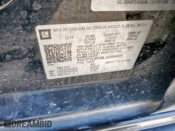 2020 Chevrolet Silverado 1500 Custom Trail Boss с VIN 3GCPYCEF6LG168005, выставлен на аукционе Copart как лот 70153125 с пробегом 78 965 миль миль и Списание • Salvage title. История ставок и продаж доступна на DreamBid. Изображение 13.