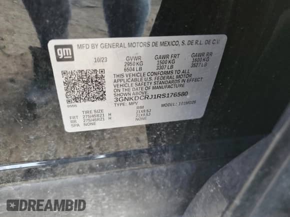 2024 Chevrolet Blazer EV eAWD RS с VIN 3GNKDCRJ1RS176580, выставлен на аукционе Copart как лот 67300225 с пробегом 10 880 миль миль и Списание • Salvage title. История ставок и продаж доступна на DreamBid. Изображение 12.
