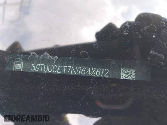 2022 GMC Sierra 1500 Elevation с VIN 3GTUUCET7NG648612, выставлен на аукционе IAAI как лот 42098162 с пробегом Не указан миль и . История ставок и продаж доступна на DreamBid. Изображение 9.