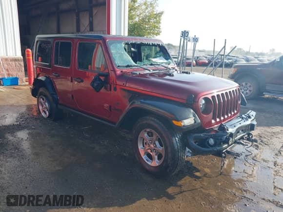 2021 Jeep Wrangler Unlimited 80th Anniversary with VIN 1C4HJXDG6MW627529, listed as a IAAI auction lot 43076902 with 45,168 mi miles and . Bid and sale history available at DreamBid. Image 1.