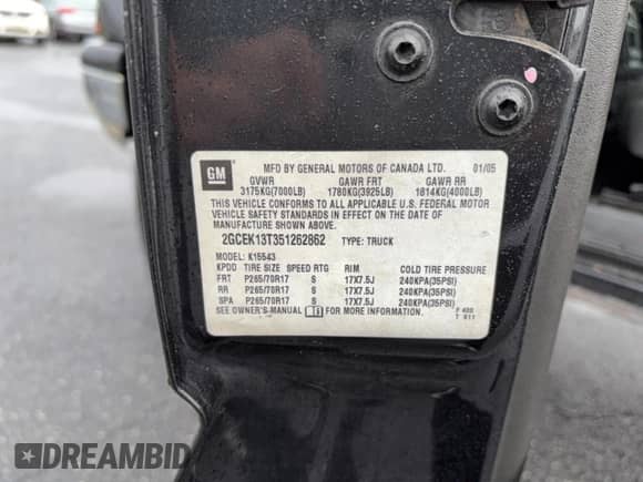 2005 Chevrolet Silverado 1500 Z71 с VIN 2GCEK13T351262862, выставлен на аукционе Copart как лот 86544805 с пробегом 209 017 миль миль и Чистый • Clean title. История ставок и продаж доступна на DreamBid. Изображение 10.