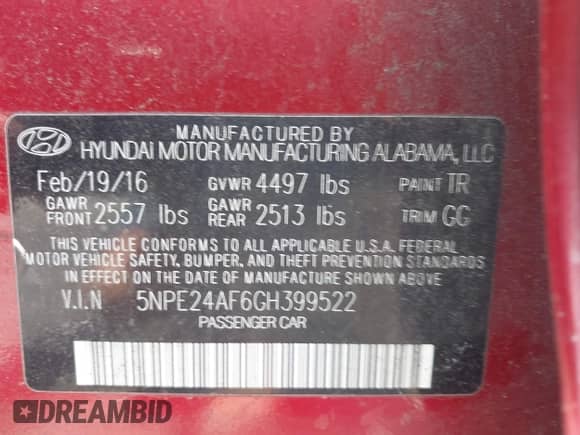 2016 Hyundai Sonata SE с VIN 5NPE24AF6GH399522, выставлен на аукционе IAAI как лот 42850063 с пробегом 110 585 миль миль и . История ставок и продаж доступна на DreamBid. Изображение 9.