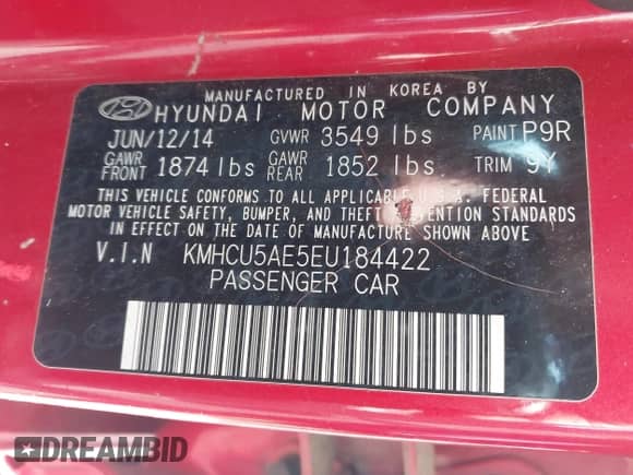 2014 Hyundai Accent SE с VIN KMHCU5AE5EU184422, выставлен на аукционе IAAI как лот 43584795 с пробегом 140 338 миль миль и . История ставок и продаж доступна на DreamBid. Изображение 9.