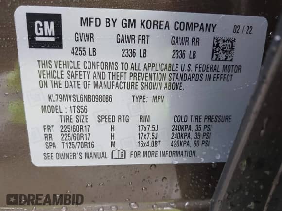 2022 Chevrolet TrailBlazer ACTIV с VIN KL79MVSL6NB098086, выставлен на аукционе IAAI как лот 43391947 с пробегом 27 948 миль миль и . История ставок и продаж доступна на DreamBid. Изображение 9.