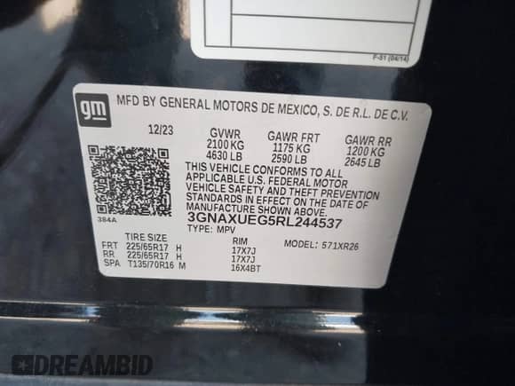 2024 Chevrolet Equinox LT с VIN 3GNAXUEG5RL244537, выставлен на аукционе IAAI как лот 43140919 с пробегом 48 912 миль миль и . История ставок и продаж доступна на DreamBid. Изображение 9.