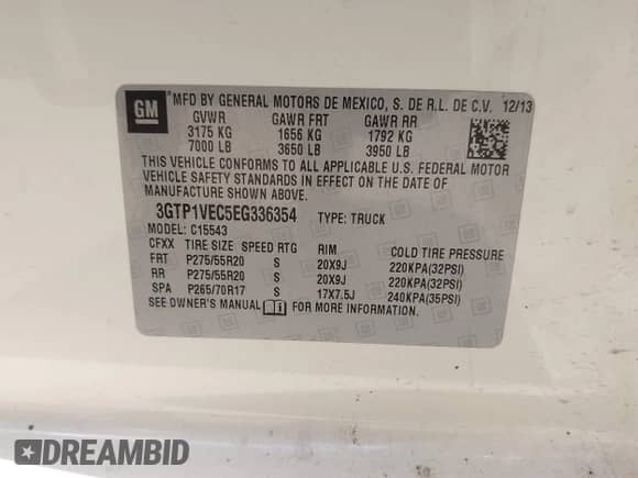 2014 GMC Sierra 1500 SLT с VIN 3GTP1VEC5EG336354, выставлен на аукционе IAAI как лот 42542326 с пробегом 169 067 миль миль и . История ставок и продаж доступна на DreamBid. Изображение 9.