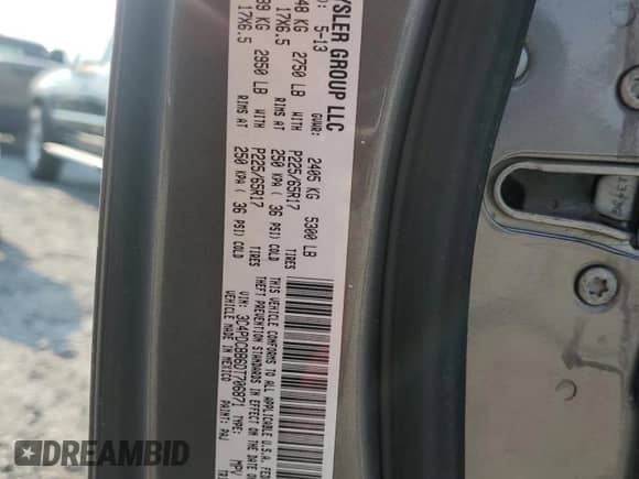 2013 Dodge Journey SXT with VIN 3C4PDCBB6DT706871, listed as a Copart auction lot 63473065 with 114,213 mi miles and Salvage title. Bid and sale history available at DreamBid. Image 12.