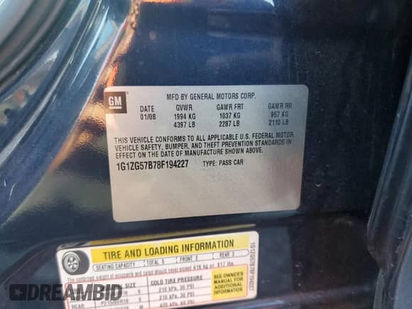 2008 Chevrolet Malibu 1FL с VIN 1G1ZG57B78F194227, выставлен на аукционе Copart как лот 71542095 с пробегом 247 178 миль миль и Списание • Salvage title. История ставок и продаж доступна на DreamBid. Изображение 12.