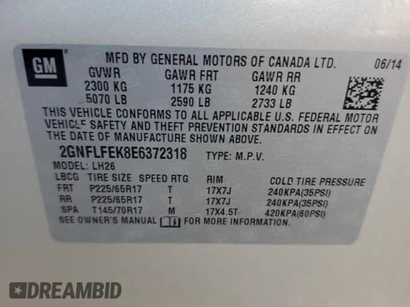 2014 Chevrolet Equinox LT с VIN 2GNFLFEK8E6372318, выставлен на аукционе Copart как лот 69488895 с пробегом 120 723 миль миль и Списание • Salvage title. История ставок и продаж доступна на DreamBid. Изображение 13.