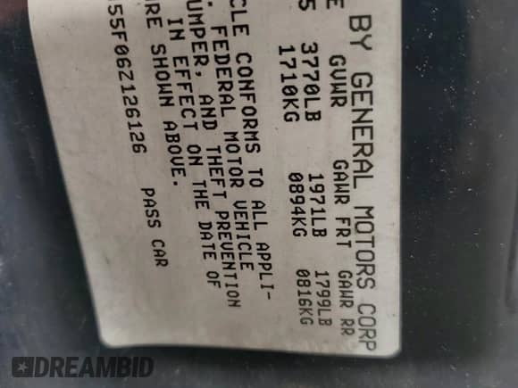 2006 Saturn ION with VIN 1G8AJ55F06Z126126, listed as a Copart auction lot 84460125 with 157,063 mi miles and Salvage title. Bid and sale history available at DreamBid. Image 12.