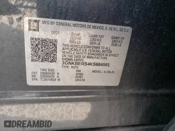 2019 Chevrolet Blazer RS с VIN 3GNKBERS4KS684591, выставлен на аукционе Copart как лот 80312835 с пробегом 149 761 миль миль и Списание • Salvage title. История ставок и продаж доступна на DreamBid. Изображение 12.