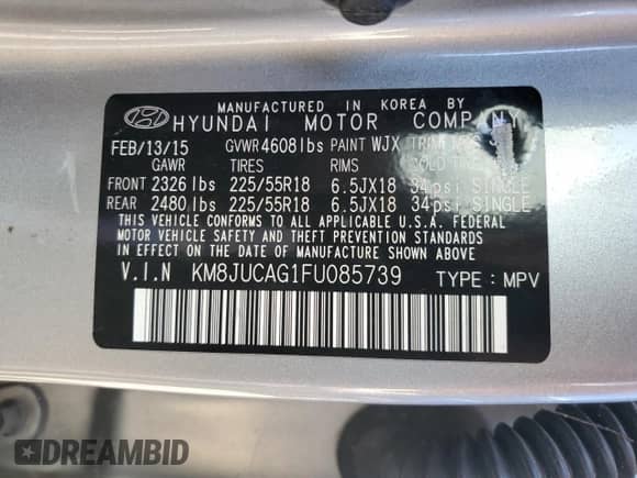 2015 Hyundai Tucson Limited z VIN KM8JUCAG1FU085739, wystawiony jako Copart lot #63263515 z przebiegiem 115 301 mil mil oraz Szkoda całkowita • Salvage title. Historia ofert i sprzedaży dostępna na DreamBid. Obrazek 13.