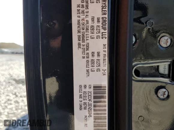 2014 Chrysler 300 SRT-8 with VIN 2C3CCAFJ3EH256845, listed as a Copart auction lot 77766654 with 86,962 mi miles and Salvage title. Bid and sale history available at DreamBid. Image 12.