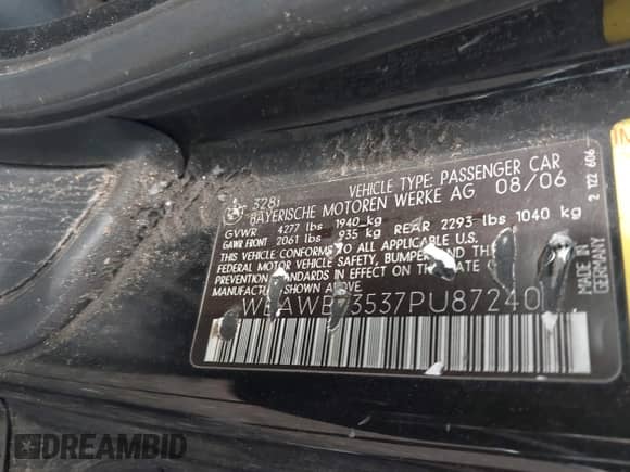 2007 BMW 3 Series 328i z VIN WBAWB33537PU87240, wystawiony jako IAAI lot #42601888 z przebiegiem Nie podano mil oraz . Historia ofert i sprzedaży dostępna na DreamBid. Obrazek 9.