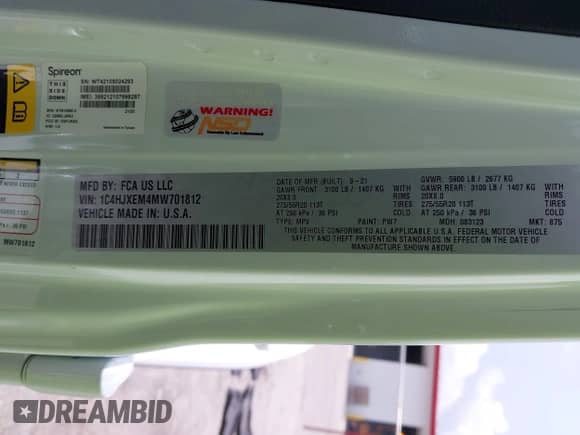 2021 Jeep Wrangler Unlimited Sahara Altitude с VIN 1C4HJXEM4MW701812, выставлен на аукционе IAAI как лот 42614468 с пробегом 84 871 миль миль и . История ставок и продаж доступна на DreamBid. Изображение 9.