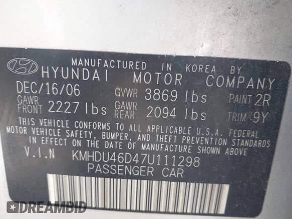 2007 Hyundai Elantra GLS с VIN KMHDU46D47U111298, выставлен на аукционе IAAI как лот 43515458 с пробегом 154 173 миль миль и . История ставок и продаж доступна на DreamBid. Изображение 9.