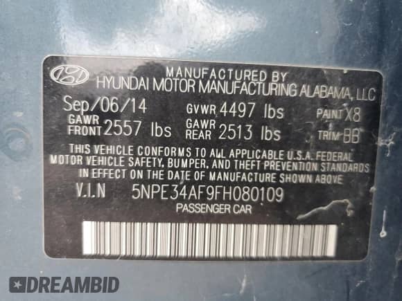 2015 Hyundai Sonata Limited с VIN 5NPE34AF9FH080109, выставлен на аукционе Copart как лот 82120555 с пробегом 62 132 миль миль и Чистый • Clean title. История ставок и продаж доступна на DreamBid. Изображение 13.