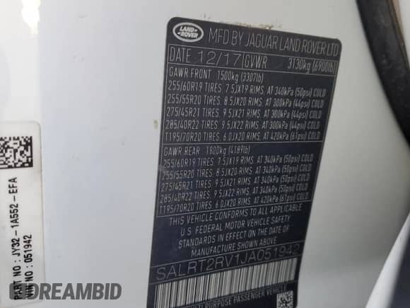 2018 Land Rover Discovery HSE Luxury с VIN SALRT2RV1JA051942, выставлен на аукционе Copart как лот 62288715 с пробегом 81 537 миль миль и Списание • Salvage title. История ставок и продаж доступна на DreamBid. Изображение 14.