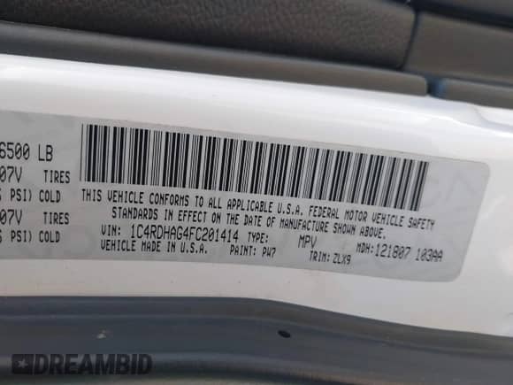 2015 Dodge Durango SXT with VIN 1C4RDHAG4FC201414, listed as a IAAI auction lot 42735352 with 136,207 mi miles and . Bid and sale history available at DreamBid. Image 9.