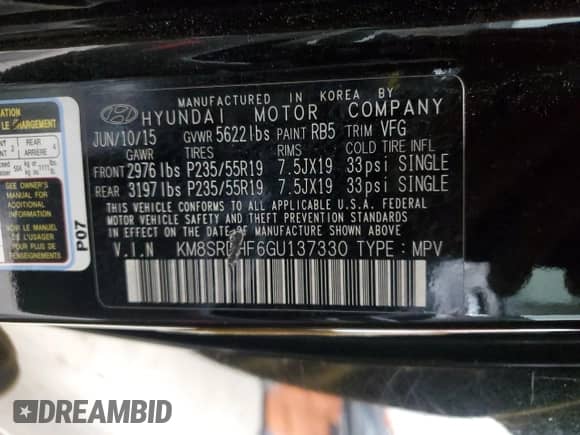 2016 Hyundai Santa Fe SE z VIN KM8SRDHF6GU137330, wystawiony jako Copart lot #84390365 z przebiegiem 173 246 mil mil oraz Czysty tytuł • Clean title. Historia ofert i sprzedaży dostępna na DreamBid. Obrazek 13.