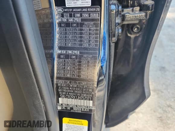 2018 Land Rover Discovery Sport HSE с VIN SALCR2RX1JH757371, выставлен на аукционе Copart как лот 66186685 с пробегом 75 425 миль миль и Списание • Salvage title. История ставок и продаж доступна на DreamBid. Изображение 12.