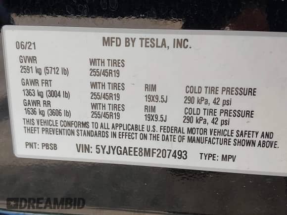 2021 Tesla Model Y Long Range с VIN 5YJYGAEE8MF207493, выставлен на аукционе IAAI как лот 43261396 с пробегом 49 440 миль миль и . История ставок и продаж доступна на DreamBid. Изображение 9.