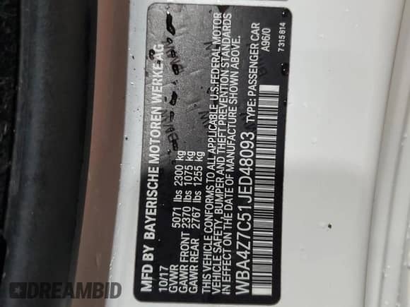 2018 BMW 4 Series 440i xDrive z VIN WBA4Z7C51JED48093, wystawiony jako Copart lot #65260255 z przebiegiem 65 343 mil mil oraz Szkoda całkowita • Salvage title. Historia ofert i sprzedaży dostępna na DreamBid. Obrazek 13.