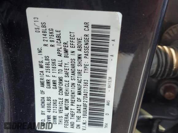 2013 Acura TL z VIN 19UUA8F27DA017563, wystawiony jako Copart lot #71388255 z przebiegiem 135 701 mil mil oraz Szkoda całkowita • Salvage title. Historia ofert i sprzedaży dostępna na DreamBid. Obrazek 12.
