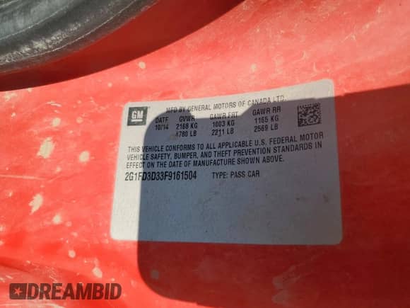2015 Chevrolet Camaro LT z VIN 2G1FD3D33F9161504, wystawiony jako Copart lot #80376865 z przebiegiem 261 621 mil mil oraz Szkoda całkowita • Salvage title. Historia ofert i sprzedaży dostępna na DreamBid. Obrazek 13.
