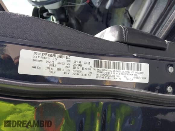 2014 Dodge Durango Limited with VIN 1C4RDHDG0EC550466, listed as a IAAI auction lot 43102429 with Not provided miles and . Bid and sale history available at DreamBid. Image 9.