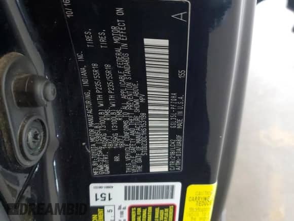 2017 Toyota Sienna XLE with VIN 5TDDZ3DC1HS153198, listed as a Copart auction lot 80733115 with 114,959 mi miles and Salvage title. Bid and sale history available at DreamBid. Image 13.