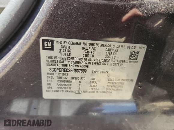2015 Chevrolet Silverado 1500 LT z VIN 3GCPCREC2FG537809, wystawiony jako Copart lot #80128875 z przebiegiem 124 410 mil mil oraz Szkoda całkowita • Salvage title. Historia ofert i sprzedaży dostępna na DreamBid. Obrazek 13.