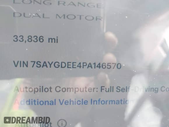 2023 Tesla Model Y Long Range с VIN 7SAYGDEE4PA146570, выставлен на аукционе IAAI как лот 42803265 с пробегом 33 836 миль миль и . История ставок и продаж доступна на DreamBid. Изображение 14.
