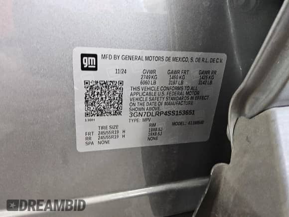 2025 Chevrolet Equinox EV LT с VIN 3GN7DLRP4SS153651, выставлен на аукционе Copart как лот 84563695 с пробегом 13 569 миль миль и Чистый • Clean title. История ставок и продаж доступна на DreamBid. Изображение 13.