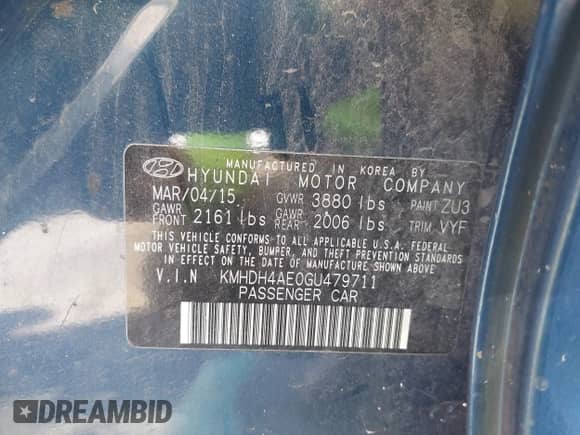 2016 Hyundai Elantra SE с VIN KMHDH4AE0GU479711, выставлен на аукционе IAAI как лот 43154440 с пробегом 188 544 миль миль и . История ставок и продаж доступна на DreamBid. Изображение 9.