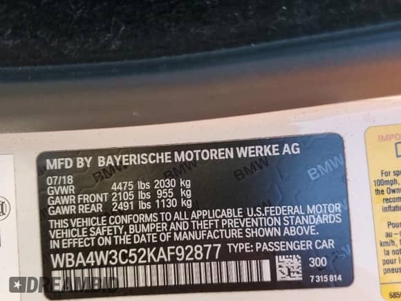 2019 BMW 4 Series 430i with VIN WBA4W3C52KAF92877, listed as a Copart auction lot 69134145 with 92,312 mi miles and Salvage title. Bid and sale history available at DreamBid. Image 12.