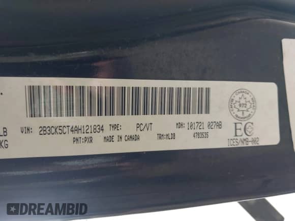 2010 Dodge Charger R/T с VIN 2B3CK5CT4AH121834, выставлен на аукционе IAAI как лот 42573388 с пробегом 165 073 миль миль и . История ставок и продаж доступна на DreamBid. Изображение 9.