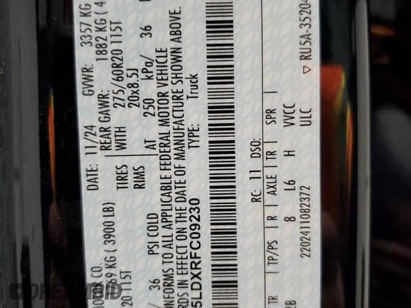 2024 Ford F-150 Lariat with VIN 1FTFW5LDXRFC09230, listed as a Copart auction lot 68919865 with 15,618 mi miles and Salvage title. Bid and sale history available at DreamBid. Image 12.