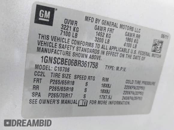 2011 Chevrolet Tahoe LT с VIN 1GNSCBE06BR361758, выставлен на аукционе IAAI как лот 42746015 с пробегом 155 653 миль миль и . История ставок и продаж доступна на DreamBid. Изображение 9.