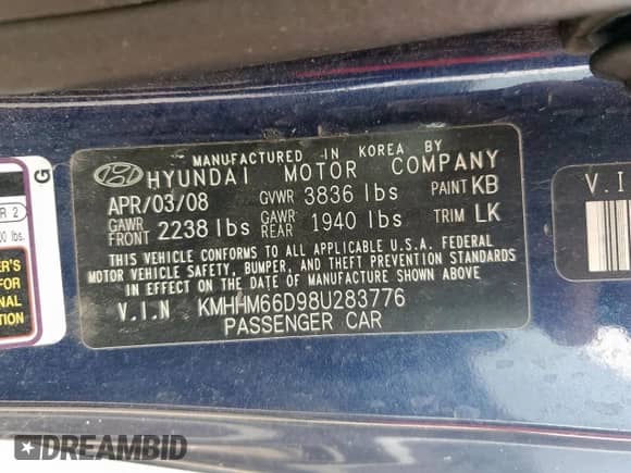 2008 Hyundai Tiburon GS с VIN KMHHM66D98U283776, выставлен на аукционе Copart как лот 51109895 с пробегом 125 095 миль миль и Списание • Salvage title. История ставок и продаж доступна на DreamBid. Изображение 12.