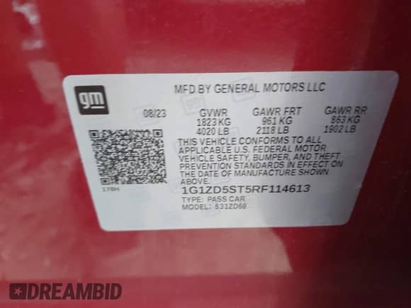 2024 Chevrolet Malibu LT с VIN 1G1ZD5ST5RF114613, выставлен на аукционе IAAI как лот 43366092 с пробегом 39 254 миль миль и . История ставок и продаж доступна на DreamBid. Изображение 9.